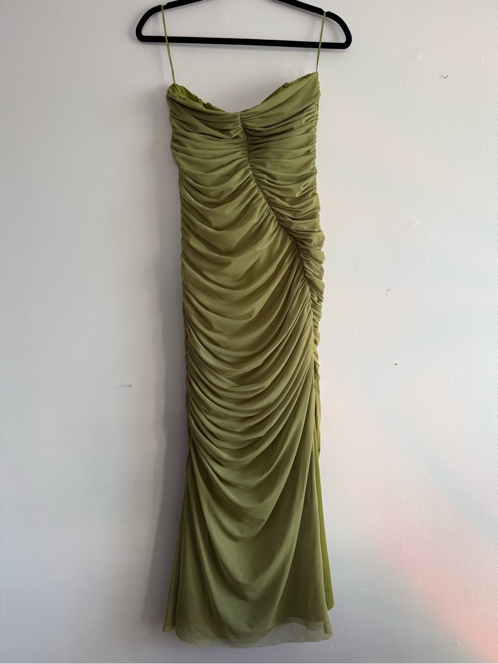 Abercrombie Green Ruched Slip Dress